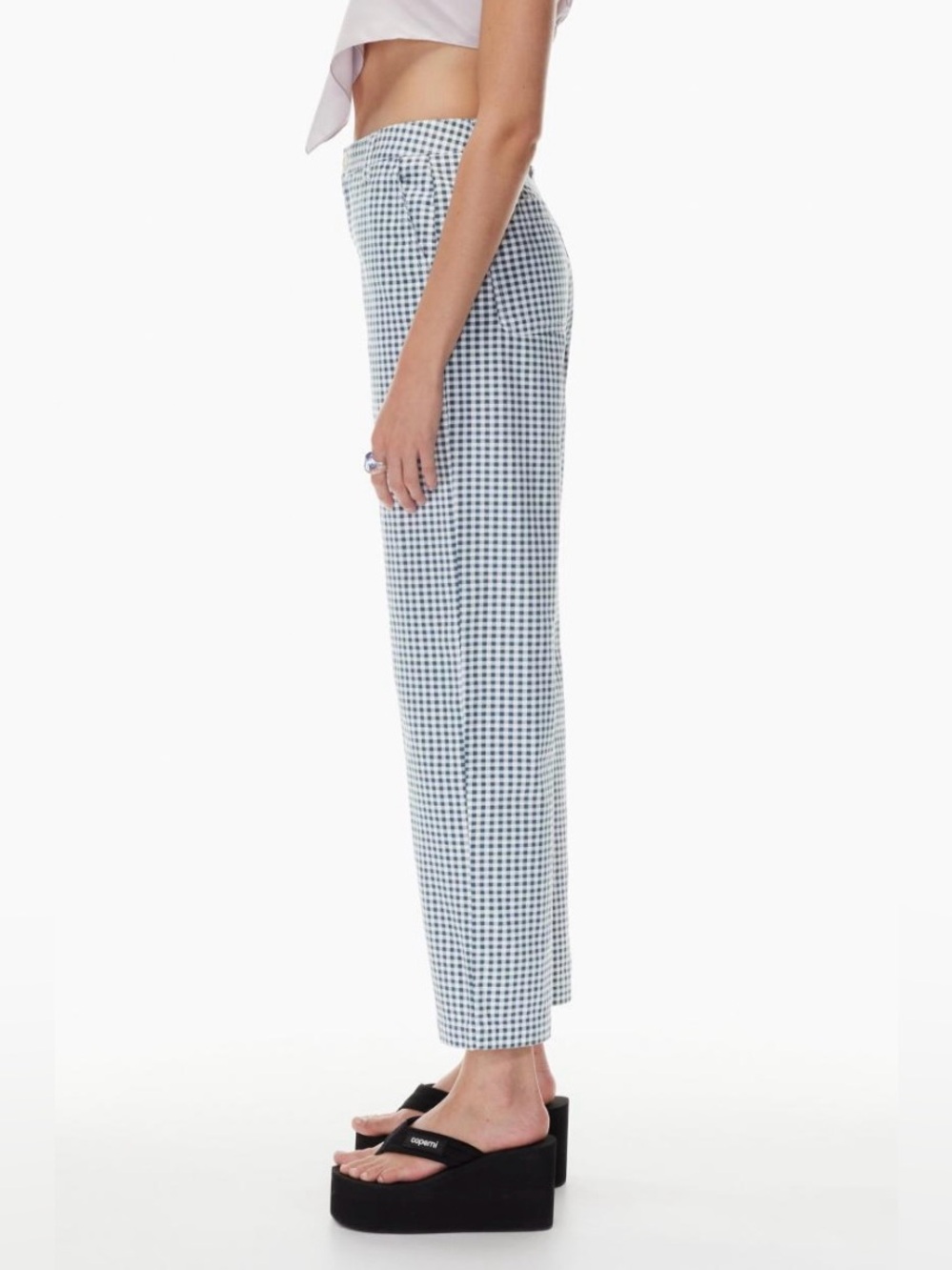 Aritzia Sunday Best Gingham High Rise Checkered Cotton Straight Leg Pants Size 8 - Picture 2 of 12
